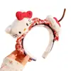 Nueva Diadema Lavado Facial Gatito Cara Cereza Roja de Mezclilla, Linda y Dulce Diadema de Peluche de Dibujos Animados para Niña, Accesorio para el Cabello