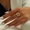Anillo abierto chapado en oro de 18 quilates, directo de fábrica, anillo de viento ins, anillo abierto simple de latón chapado en oro para mujer, venta al por mayor