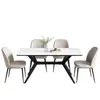 Mesa de jantar em rocha para uso doméstico, mesa e cadeiras de jantar estilo italiano, combinação de luxo leve, mesa de jantar retangular minimalista moderna de alta qualidade para espaços pequenos