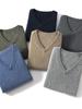 Suéter de cachemira con cuello en V para hombre, suéter de color sólido para jóvenes y de mediana edad, camisa informal de negocios holgada de talla grande, camisa básica de punto, otoño e invierno, nuevo