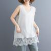 Toma Real de Nuevo Estilo Casual de Verano Japonés y Coreano 2025 Chaleco Sencillo de Encaje de Longitud Media para Mujer Estación Europea Tops de Talla Grande para Mujer