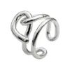 Anillo de plata S925 Anillo de plata esterlina con torsión de línea para mujer, diseño de nicho, anillo abierto de viento frío