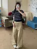 Top de punto a rayas de manga corta para mujer, estilo universitario coreano, con cuello polo, para principios de otoño, corte ajustado, diseño versátil