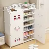Zapatero Sencillo de Múltiples Niveles para la Entrada, Zapatero Resistente a Prueba de Polvo para el Hogar y el Dormitorio, Nuevo Modelo de Armario de Almacenamiento con Puerta, Organizador de Zapatos Infantil de Plástico