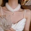 Collar de felpa con borla de cristal de Año Nuevo, gargantilla dulce para otoño e invierno, nicho de alta gama, joyería Joker al por mayor