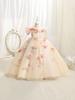 Nuevo Vestido de Princesa Infantil Estampado de Invierno Hombros Descubiertos Malla Vestido para Niñas Fiesta Actuación Vestido de Bebé Falda
