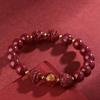 Venta al por mayor Natural Alto Contenido Mineral en Bruto Cinabrio Púrpura Arena Dorada Triple Pulsera Liuhe Doce Signos del Zodíaco Pulsera Benmingfo