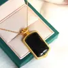 Tinta Natural Color Ágata Negro Jade Seguro Collar de Oro Chapado en Oro Artesanía Colgante para Pareja de Hombres y Mujeres Colgante