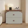 2025 Novo Modelo Sem Instalação Estilo Vintage Creme Minimalista Moderno Armazenamento de Alto Padrão Quarto Mesa de Cabeceira Madeira