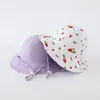 Chapéu de Pescador Reversível para Crianças, Novo Chapéu de Sol Estampado Primavera e Verão para Meninos, Chapéu Bucket Outdoor para Meninas, Exportação