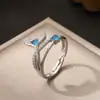 Anillo de Mariposa Amor Nuevo Transfronterizo Completo de Diamante para Mujer Anillo de Zirconia de Color Abierto Ajustable de Gama Alta Venta al por Mayor