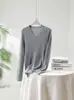 Suéter de Otoño e Invierno Cuello Redondo Perezoso 100% Cachemira Pura Tejido de Punto Cuello Bajo Delgado Apariencia Adelgazante Ajustado Prendas de Punto Base