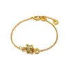 Joias de Cobre Banhadas a Ouro no Atacado com Cravações Completas de Diamante, Pulseira de Corrente de Cintura Pequena Mini, Pulseira Cravejada com Diamantes Ovais