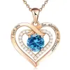 Collar Cruzado Europeo y Americano Corazón Eterno Plata de Ley s925 Doble Corazón Femenino Doce Piedras de Nacimiento Moda Colgante Versátil
