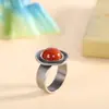 Anel Estilo Étnico Chiba Prata Tailandesa Incrustada Vermelho do Sul Boca Viva Anel Feminino Novo Estilo Chinês Joia Antiga Feita à Mão