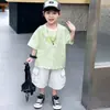 Conjunto de Verano para Niños con Estampado de Letras Burbuja Manga Corta 2026 Nuevo Estilo de Verano Fresco Casual para Bebé Ropa de Dos Piezas Moderna