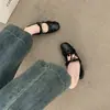 Zapatos Cuadrados de Tacón Bajo para Mujer Chuyuji Retro 2026 Primavera Doble Lazo Remache Zapatos Planos Suela Suave Cómodos para los Pies