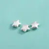 Plata de Ley S925 Chapada Cepillada Cuentas de Amor Separador Cuentas de Estrella de Cinco Puntas Anillo de Perlas DIY Cuentas de Pulsera de Cristal Blanco