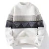 Suéter de Terciopelo de Visón para Otoño e Invierno para Hombre, de Cuello Alto, Forrado de Polar, Tejido Grueso, Camiseta Base de Punto, Ropa de Moda para Otoño