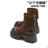 Botas Martin Vintage para Mulheres Outono e Inverno 2025 Mais Vendidas Estilo Britânico Botas Curtas Aumento de Altura com Solado Grosso Afuniladas com Forro de Lã Quentes
