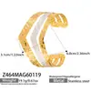 Pulsera Abierta Geométricamente Irregular Exagerada con Pliegues de Acero Inoxidable con Goteo de Aceite Combinación Blanca Joyería de Moda para Mujeres