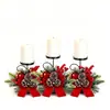 Suporte de vela de ferro forjado estilo europeu, suporte floral artificial, rack de decoração de mesa com flores artificiais, suporte de vela de Natal para casa, transfronteiriço