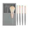 Mini brocha de maquillaje portátil Morandi en caja de color, juego de 5 herramientas de belleza para cabello súper suave con espejo