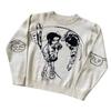 Marca Independente Exportação Europeia e Americana Suéter de Tricô Hip-Hop Desenho Animado Jacquard Pulôver Streetwear Suéter Unissex