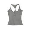 Camisola Básica Americana de Chica Sexy Verano Tapeta Botonadura Cubre Pecho Racer Veste Adelgazante de Cintura