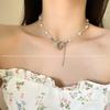 Colar de Pérolas Estilo Coreano Corrente de Clavícula com Contas Brancas para Mulheres Design Personalizado Senso de Design Nicho Novo Estilo Corrente de Colar para Celebridade da Internet de Amor Feminino