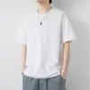Camiseta de Algodón Puro para Pareja Transfronteriza, Peso Pesado 230g, Mangas Caídas, Corte Holgado, Cuello Redondo, Manga Corta, Estilo de Pareja de Moda