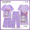 Ropa Nueva para Niños 2024 Conjunto de Cuatro Piezas para Primavera, Verano y Otoño Dibujos Animados para Niños Pantalones Cortos de Manga Corta para Niños y Niñas Pijama para Casa