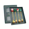 Conjunto de Colheres de Natal em Aço Inoxidável Utensílios de Mesa de Natal Colher de Café Garfo de Frutas Colher de Boneco de Natal Desenho Animado Colher Garfo