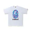 Camiseta Manga Curta da Marca Japonesa Tendência Bape com Estampa Camuflada de Macaco Dormindo e Cabeça de Macaco, Camiseta de Verão para Casais, Camiseta Curta Casual Esportiva de Meia Manga