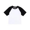 Camiseta DIY Infantil Manga Curta Ombro Caído Algodão Penteado Camisa Cultural Uniforme de Classe Meninos Cor Sólida Lisa Atacado Algodão Penteado