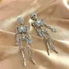 Brincos de Caveira Esqueleto Europeus e Americanos Transfronteiriços Brincos Exagerados Engraçados Tendência Feminina Joias de Halloween com Diamantes Brincos