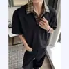 Estilo Americano Falso Duas Peças Manga Curta Casual Xadrez Patchwork Verão Meia Manga Camisa Polo Xadrez Color Blocking Decote V Camiseta Casual Tendência