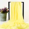 Lenço de Seda Grande de Cor Sólida de Seda Sintética para Verão Toalha de Praia à Beira-Mar Lenço Longo de Chiffon para Primavera e Verão Xale Plissado