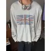 Camiseta estampada de manga larga para hombre, estilo callejero retro americano, otoño, holgada, cool de alta costura, gofre, top casual