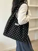 Bolso de mano nuevo de nicho con estampado de lunares para mujer, bolso de lona de verano para el trabajo, bolso de hombro casual de gran capacidad