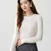 Baicai Terciopelo 2026 Nuevo Llegado Otoño Camisa Base de Punto de Cachemira de Manga Larga Ajustada de Cuello Redondo para Mujer Estilo Francés de Alta Gama