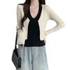 Suéter de punto de cuello colgante de color contrastante de dos piezas falsas para mujer, nuevo estilo de chica picante de otoño, camisa base interior, top ajustado de manga larga de estilista