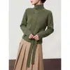 Nuevo Abrigo de Punto de Otoño 2026 para Mujer, de Cuello Alto, Ajustado a la Cintura con Lazo, Top Adelgazante y Elegante, Venta al por Mayor y Distribución