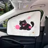 Cortinas de Vidro de Carro Embutidas no Canalete Azul, Design Fofo de Gato de Desenho Animado, Protetor Solar, Isolamento Térmico e Cortinas Laterais de Privacidade