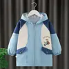 Casaco infantil impermeável e resistente a manchas, estiloso para outono e inverno, tamanhos M e G, jaqueta de algodão com zíper, adequado para usar sobre outras roupas