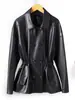 Abrigo Elegante de Piel de Oveja Estilo Old Money Ajustado para Mujer, Gabardina Elegante, Nuevo Modelo 26, Gabardina Corta de Doble Botonadura con Cuello de Solapa