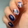 Modelo Mais Vendido no Comércio Exterior: Kit de 24 Unhas Postiças de Porcelana Azul e Branca de Alta Qualidade em Rosa Nude e Azul Marinho, Unhas Curtas Ovais Frescas para Venda no Atacado