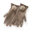 Guantes de punto de piel de visón de color liso, nuevo estilo otoño/invierno para mujer, con pompones, diseño versátil, cálidos, hipoalergénicos, suaves y resistentes al frío, con dedos separados