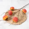 Sala de té estilo Zen 5 cabezas fruta de caqui flor de seda artificial flor artificial planta verde accesorio de fotografía arreglo floral decoración suave