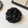 Elástico de Cabelo Grande Estilo Intestino com Ponto de Bolinha e Borda de Renda de Madeira Francesa para Mulheres, Corda de Cabelo para Coque com Toque de Luxo, Flor de Cabelo, Novo Estilo de Celebridade da Internet